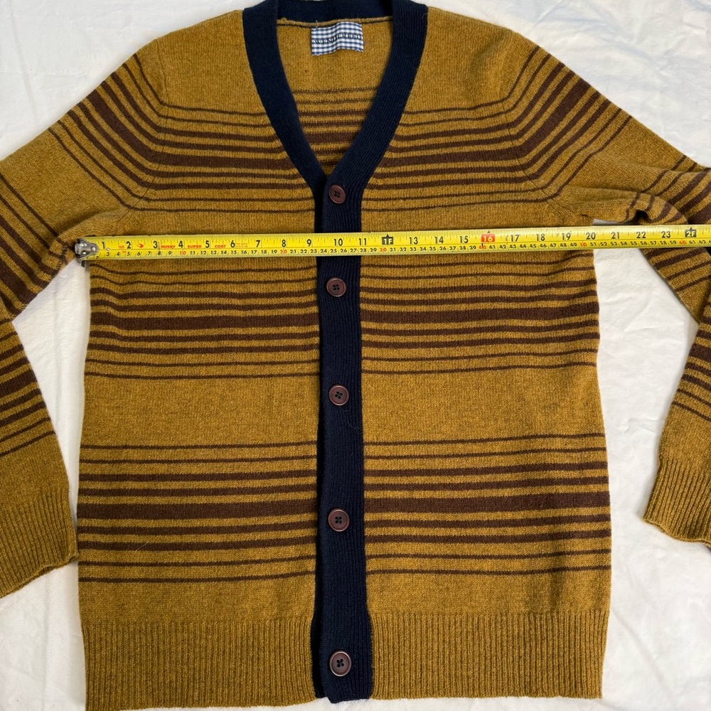 Wendi Reed 100% Lambswool Striped Cardigan Boutique Designer Knit Sweater M - Picture 9 of 11